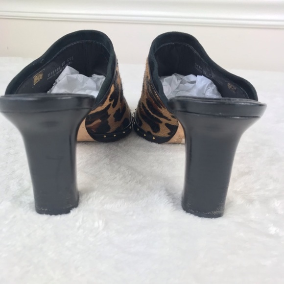 Cole Haan Calf Hair Mules Heels Leopard Print 8 - Picture 4 of 8